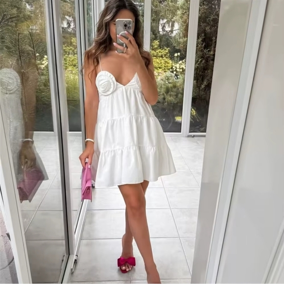 ZARA  MINI DRESS WITH  FLOWERS White - Picture 11 of 11